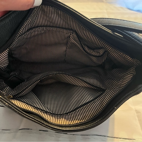 Black Medium Size Faux Leather Zip Up Purse with Gold Zipper Details - Picture 7 of 12